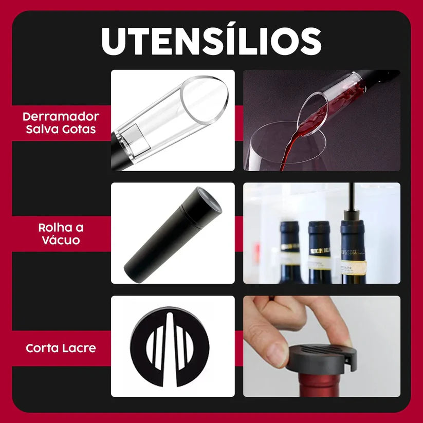 Abridor de Vinho Elétrico - Kit Completo